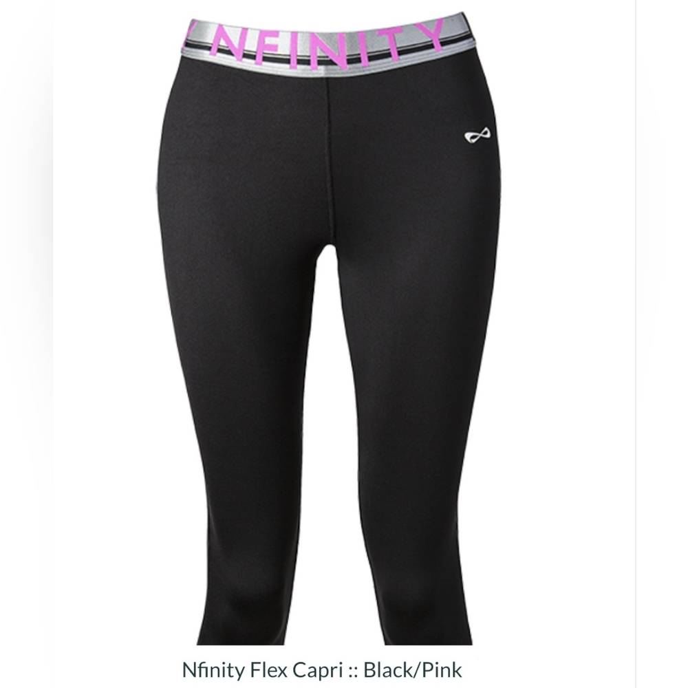 NWT Nfinity Capri Sport Pant. Black / Pink Color. Size XS